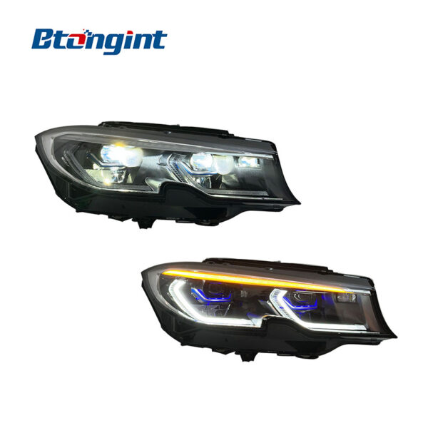 For 2020-2022 BMW 3 Series G20 Headlight Assembly, High Configuration LED Spoon DRL Laser Lens Headlamp Upgrade