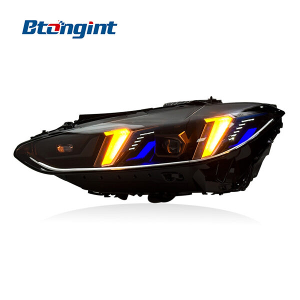 For 2021-2024 BMW 4 Series G22 G82 Headlight Assembly, M4 Fangs Style LED Bi-color Headlamp Upgrade