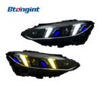 For 2021-2024 BMW 4 Series G22 G82 Headlight Assembly, M4 Fangs Style LED Bi-color Headlamp Upgrade