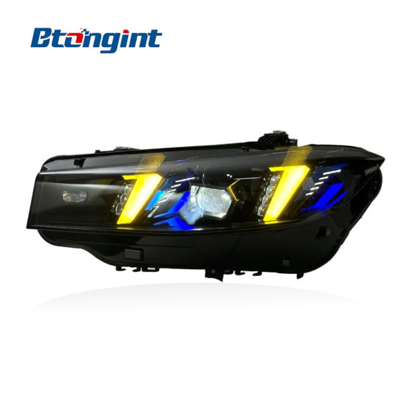 For 2023-2024 BMW 3 Series G20 Headlight Assembly, Fangs Style Bi-color LED Laser Headlamp Upgrade