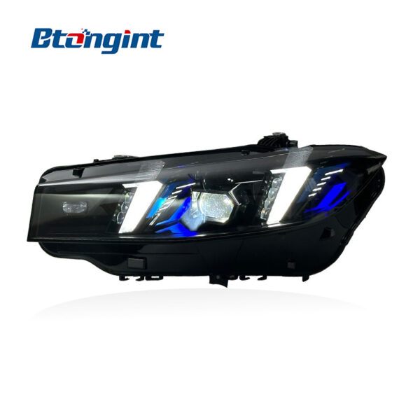 For 2023-2024 BMW 3 Series G20 Headlight Assembly, Fangs Style Bi-color LED Laser Headlamp Upgrade