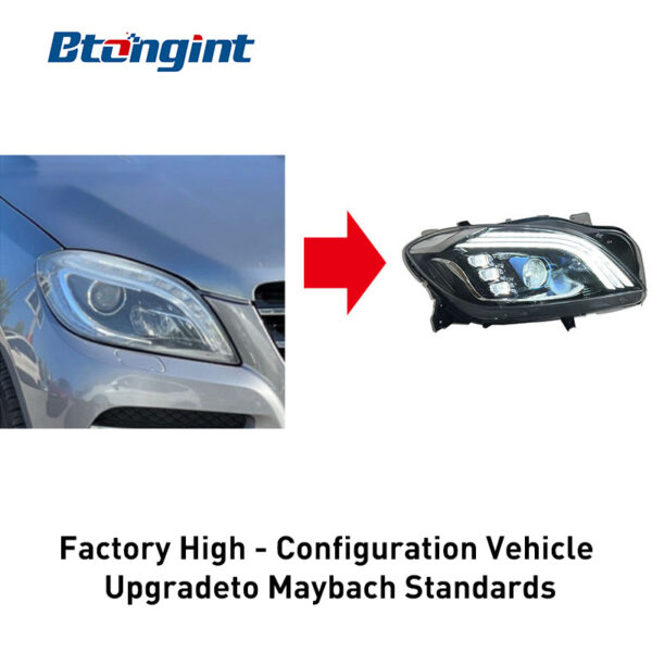 For Mercedes-Benz ML-Class W166 Headlight Assembly, Maybach Style LED Headlamp With Sequential Turn Signal DRL Upgrade