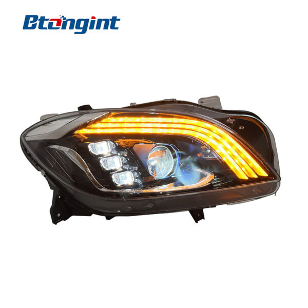 For Mercedes-Benz ML-Class W166 Headlight Assembly, Maybach Style LED Headlamp With Sequential Turn Signal DRL Upgrade