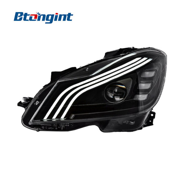 For 2011‑2014 Mercedes‑Benz C‑Class W204 Headlight Assembly, Maybach‑Style LED Lens Headlamp With DRL & Sequential Turn Signal Upgrade