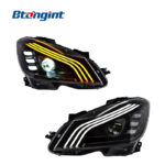For 2011‑2014 Mercedes‑Benz C‑Class W204 Headlight Assembly, Maybach‑Style LED Lens Headlamp With DRL & Sequential Turn Signal Upgrade