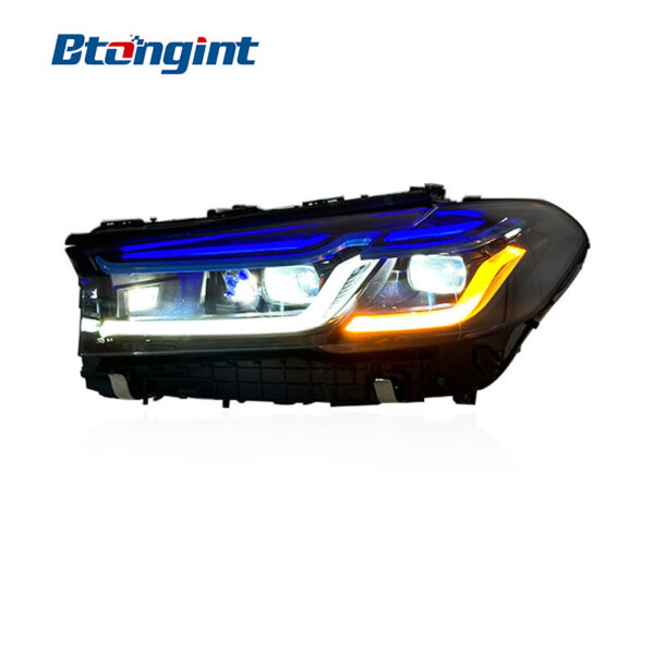 Headlight Assembly For BMW 5‑Series G30 G38 2018‑2023 Retrofit M5 Competition Blue‑Eyebrow High‑End LED Laser Headlamp