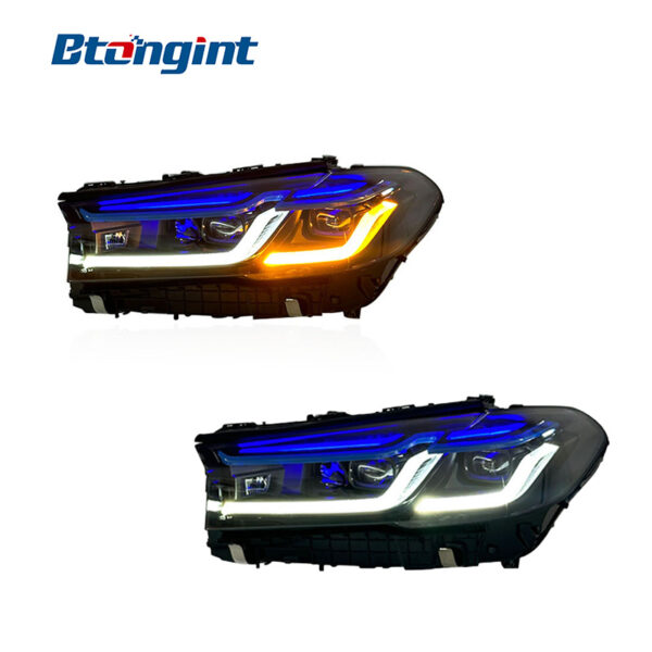 Headlight Assembly For BMW 5‑Series G30 G38 2018‑2023 Retrofit M5 Competition Blue‑Eyebrow High‑End LED Laser Headlamp