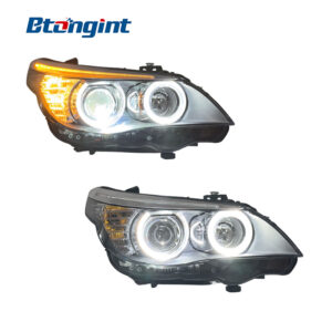 Headlight Assembly For BMW 5‑Series E60 2003‑2010 Retrofit Angel Eye Xenon Headlamp For 523 530
