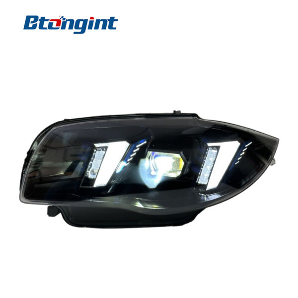 Headlight Assembly For BMW 1‑Series E87 2004‑2011 Retrofit Fangs‑Style Dual‑Color LED DRL Turn Signal.