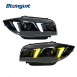 Headlight Assembly For BMW 1‑Series E87 2004‑2011 Retrofit Fangs‑Style Dual‑Color LED DRL Turn Signal.