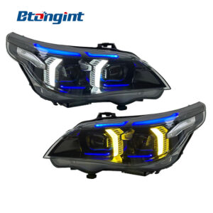 Headlight Assembly For BMW 5‑Series E60 2005‑2010 Retrofit Dual‑Color DRL Turn Signal LED Laser Lens.