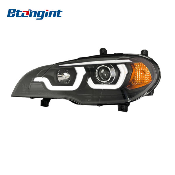 Headlight Assembly For BMW X5 E70 2007‑2013 Retrofit LED Scoop‑Shaped DRL Bi‑Xenon Lens