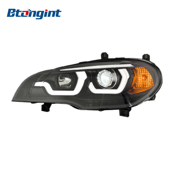 Headlight Assembly For BMW X5 E70 2007‑2013 Retrofit LED Scoop‑Shaped DRL Bi‑Xenon Lens