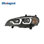 Headlight Assembly For BMW X5 E70 2007‑2013 Retrofit LED Scoop‑Shaped DRL Bi‑Xenon Lens