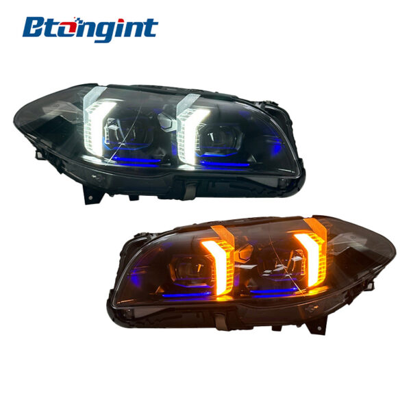 Headlight Assembly For BMW 5‑Series F10 F18 2011‑2017 Retrofit Fangs‑Style Laser Lens LED DRL