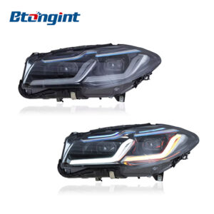 Headlight Assembly For BMW 5‑Series F10 F18 2011‑2017 Old‑To‑New Retrofit LED Bi‑Light Lens DRL