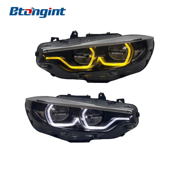Headlight Assembly For BMW 4‑Series F32 F82 F36 2013‑2020 Old‑To‑New Retrofit Full‑LED Scoop‑Shaped Yellow DRL