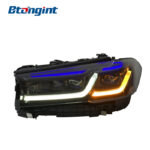 Headlight Assembly For BMW 5‑Series G30 G38 2018‑2023 Retrofit M5 Laser Blue‑Eyebrow Headlight Old‑To‑New Lower‑To‑High Upgrade