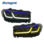 Headlight Assembly For BMW 5‑Series G30 G38 2018‑2023 Retrofit M5 Laser Blue‑Eyebrow Headlight Old‑To‑New Lower‑To‑High Upgrade