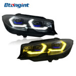 Headlight Assembly For BMW New 3‑Series G20 G28 2019‑2021 Retrofit Scoop‑Shaped Blue‑Eyebrow Headlamp
