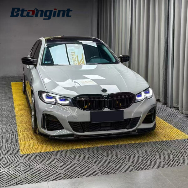 Headlight Assembly For BMW New 3‑Series G20 G28 2019‑2021 Retrofit Scoop‑Shaped Blue‑Eyebrow Headlamp