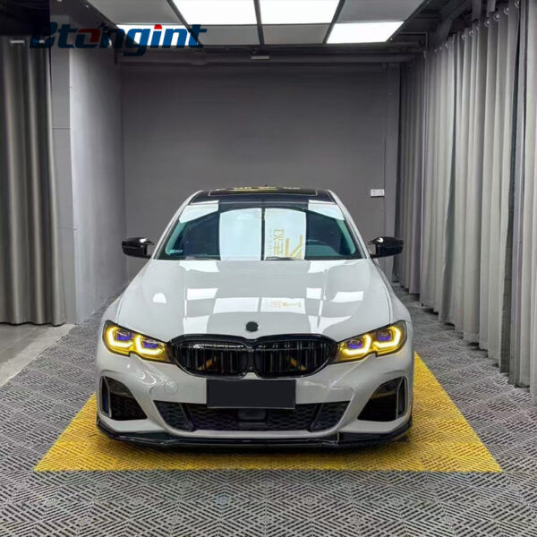 Headlight Assembly For BMW New 3‑Series G20 G28 2019‑2021 Retrofit Scoop‑Shaped Blue‑Eyebrow Headlamp