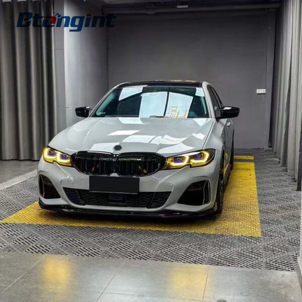 Headlight Assembly For BMW New 3‑Series G20 G28 2019‑2021 Retrofit Scoop‑Shaped Blue‑Eyebrow Headlamp