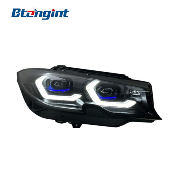 Headlight Assembly For BMW New 3‑Series G20 G28 2019‑2021 Retrofit Scoop‑Shaped Blue‑Eyebrow Headlamp