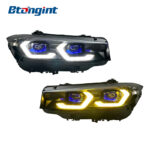 Headlight Assembly For BMW New 3‑Series G20/G28/i3/M3 2023‑2025 Retrofit Golden‑Eye Dual‑Color Scoop‑Shaped Headlamp