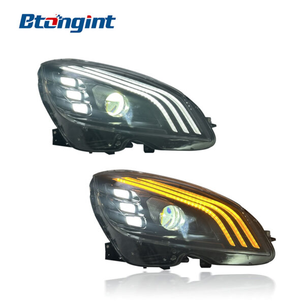 Headlight Assembly For Mercedes‑Benz C‑Class W204 2007‑2010 Retrofit Maybach‑Style LED DRL Headlamp