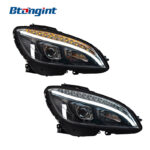 Headlight Assembly For Mercedes‑Benz C‑Class W204 2007‑2011 Xenon Retrofit LED DRL & Sequential Turn Signal