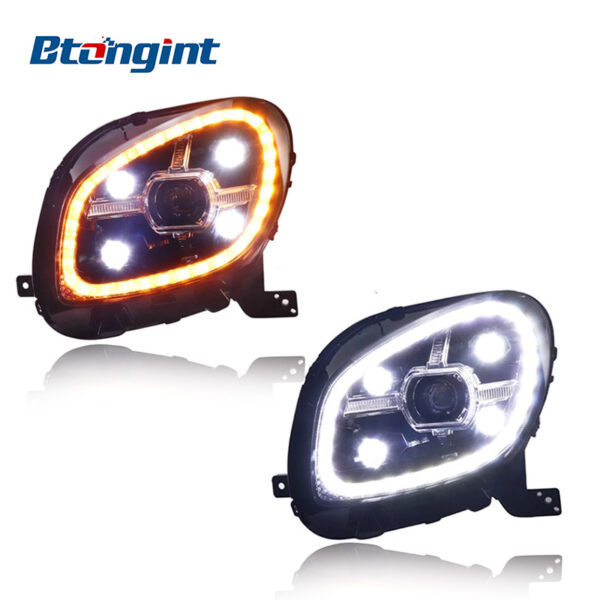 Headlight Assembly For Mercedes‑Benz Smart Retrofit Full‑LED Diamond DRL Sequential Turn Signal Headlamp