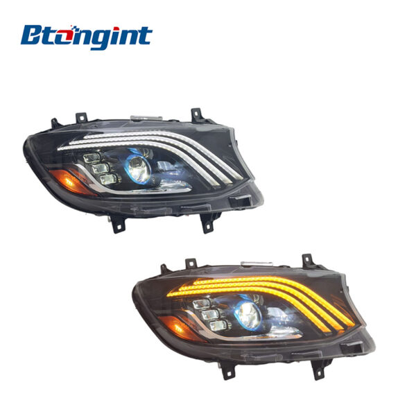 Headlight Assembly For Mercedes‑Benz Sprinter Retrofit Maybach‑Style LED DRL With Laser Lens