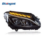 Headlight Assembly For Mercedes‑Benz C‑Class W205 C180 C200 C260 High‑Spec Dual‑Lens One‑Touch Blue LED Headlamp