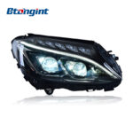 Headlight Assembly For Mercedes‑Benz C‑Class W205 C180 C200 C260 High‑Spec Dual‑Lens One‑Touch Blue LED Headlamp