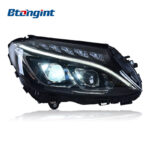 Headlight Assembly For Mercedes‑Benz C‑Class W205 C180 C200 C260 High‑Spec Dual‑Lens One‑Touch Blue LED Headlamp