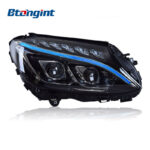Headlight Assembly For Mercedes‑Benz C‑Class W205 C180 C200 C260 High‑Spec Dual‑Lens One‑Touch Blue LED Headlamp
