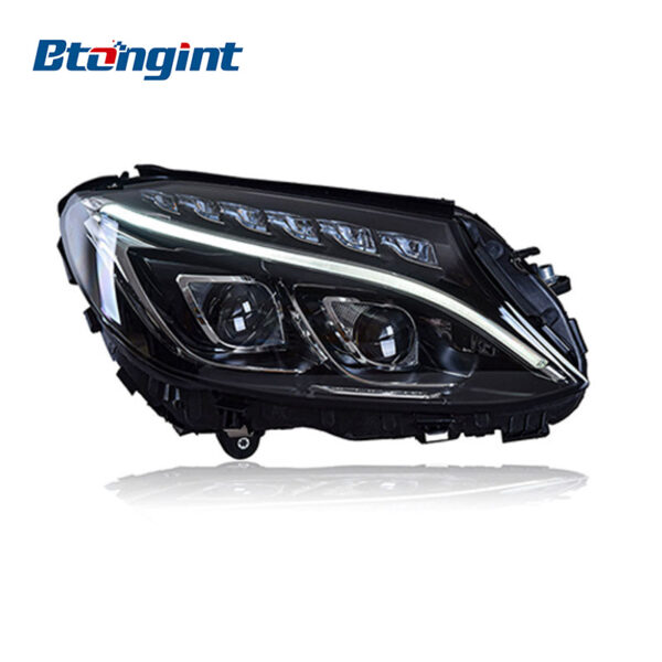 Headlight Assembly For Mercedes‑Benz C‑Class W205 C180 C200 C260 High‑Spec Dual‑Lens One‑Touch Blue LED Headlamp