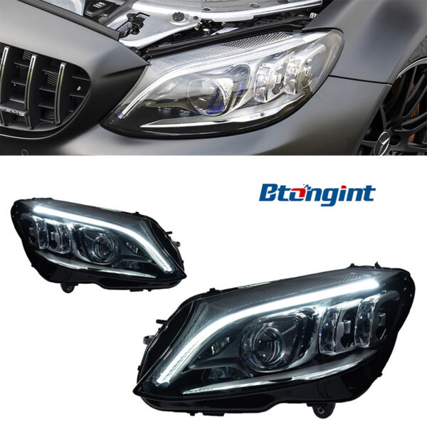 Headlight Assembly For Mercedes‑Benz C‑Class W205 2015‑2021 Retrofit New LED DRL Turn Lens Headlamp For C180