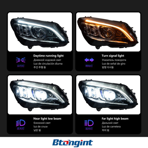 Headlight Assembly For Mercedes‑Benz C‑Class W205 2015‑2021 Retrofit New LED DRL Turn Lens Headlamp For C180