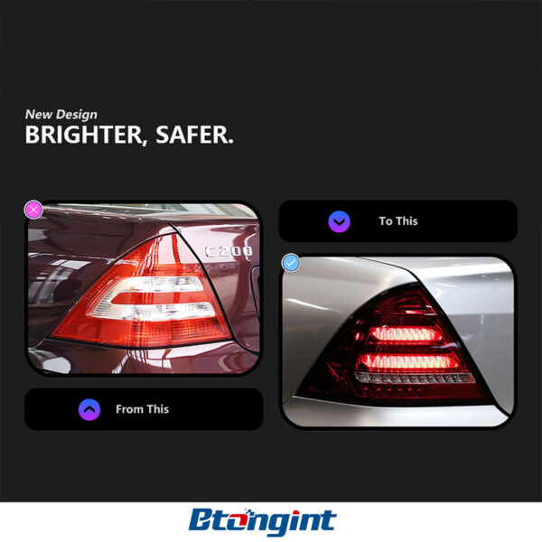 Tail Light Assembly For Mercedes‑Benz C‑Class W203 2000‑2006 Retrofit LED Running Brake Sequential Turn Tail Lamp