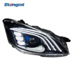 Headlight Assembly For Mercedes‑Benz S‑Class W221 2006‑2012 Retrofit Three‑Strip LED Lens DRL Turn Headlamp