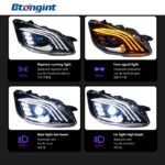 Headlight Assembly For Mercedes‑Benz S‑Class W221 2006‑2012 Retrofit Three‑Strip LED Lens DRL Turn Headlamp