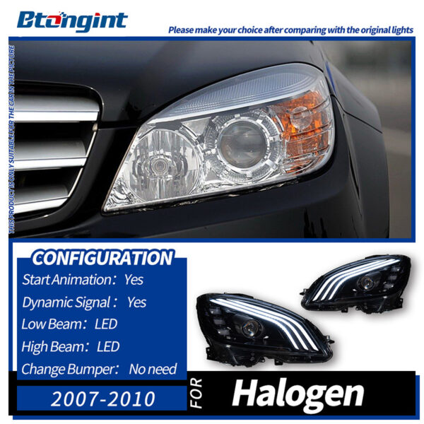 Headlight Assembly For Mercedes‑Benz C‑Class W204 2007‑2010 Retrofit LED Lens Headlamp For C200/C260/C300