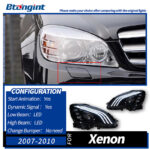 Headlight Assembly For Mercedes‑Benz C‑Class W204 2007‑2010 Retrofit LED Lens Headlamp For C200/C260/C300