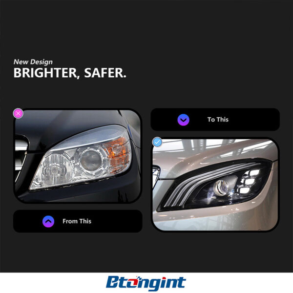 Headlight Assembly For Mercedes‑Benz C‑Class W204 2007‑2010 Retrofit LED Lens Headlamp For C200/C260/C300