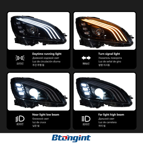 Headlight Assembly For Mercedes‑Benz C‑Class W204 2007‑2010 Retrofit LED Lens Headlamp For C200/C260/C300
