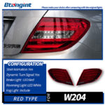 For 2007‑2013 Mercedes‑Benz C‑Class W204 Taillight Assembly, E260 Dragon‑Scale LED Tail Lights Sequential Turn Signal