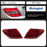 For 07‑13 Mercedes‑Benz C‑Class W204 E260 Dragon Scale LED Tail Lights Dynamic Sequential Turn Signal.