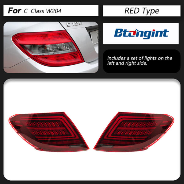 For 07‑13 Mercedes‑Benz C‑Class W204 E260 Dragon Scale LED Tail Lights Dynamic Sequential Turn Signal.